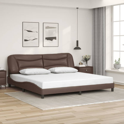 Giroletto con Testiera Marrone 200x200 cm in Similpelle