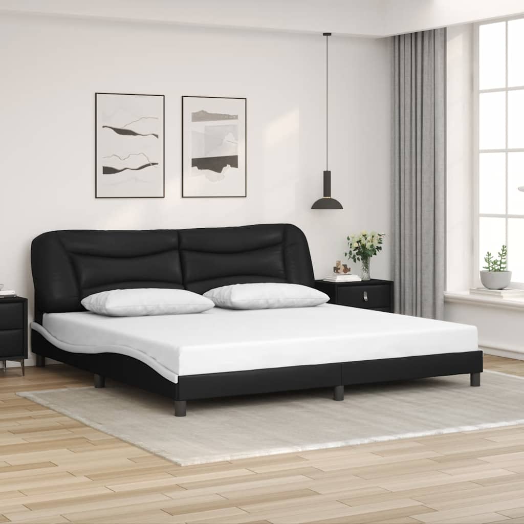Giroletto senza Materasso Hvar Bianco e Nero 200x200 cm in Similpelle