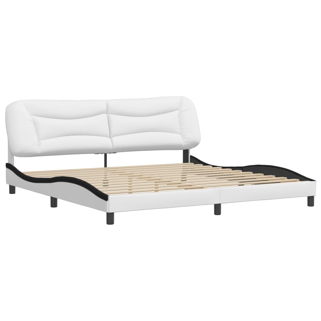 Giroletto con Testiera Bianco e Nero 200x200 cm in Similpelle