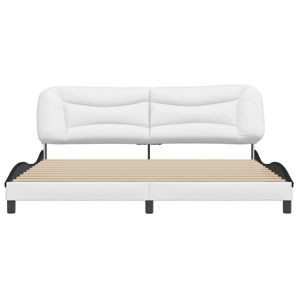 Giroletto con Testiera Bianco e Nero 200x200 cm in Similpelle