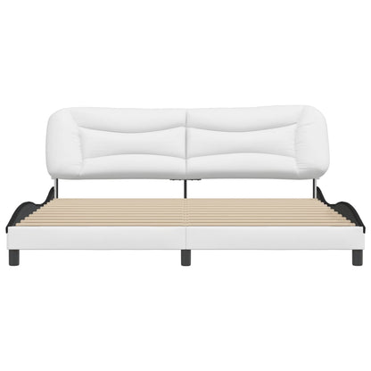Giroletto con Testiera Bianco e Nero 200x200 cm in Similpelle
