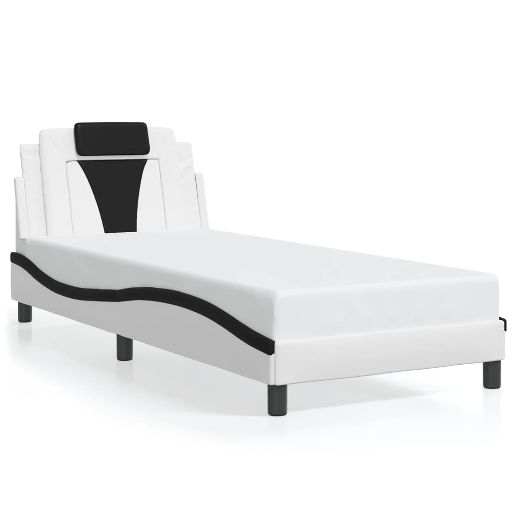 Giroletto con Testiera Bianco e Nero 80x200 cm in Similpelle