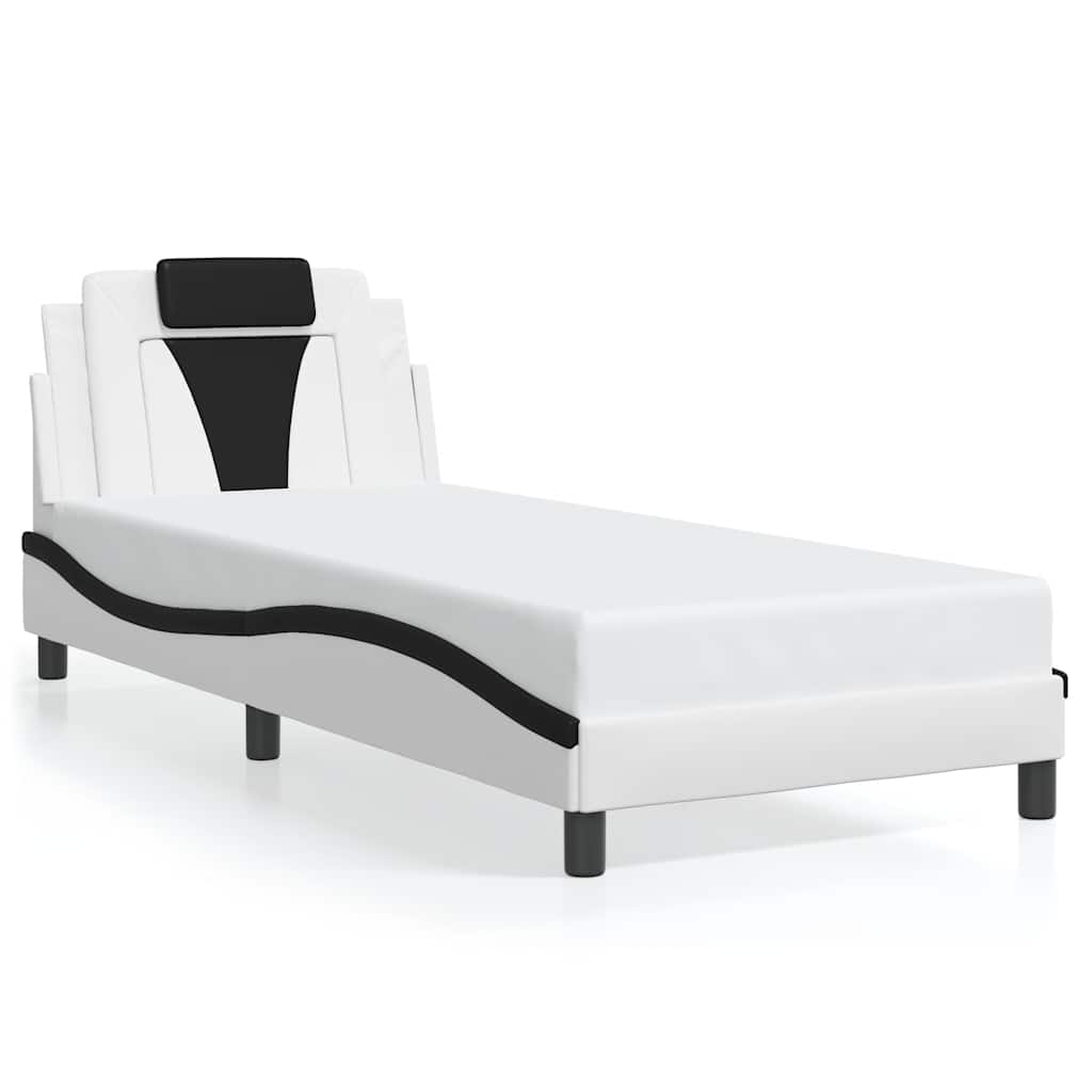Giroletto Viana senza Materasso Bianco e Nero 80x200 cm in Similpelle