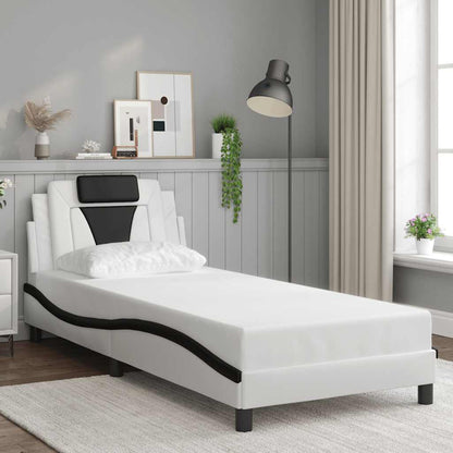 Giroletto Viana senza Materasso Bianco e Nero 80x200 cm in Similpelle