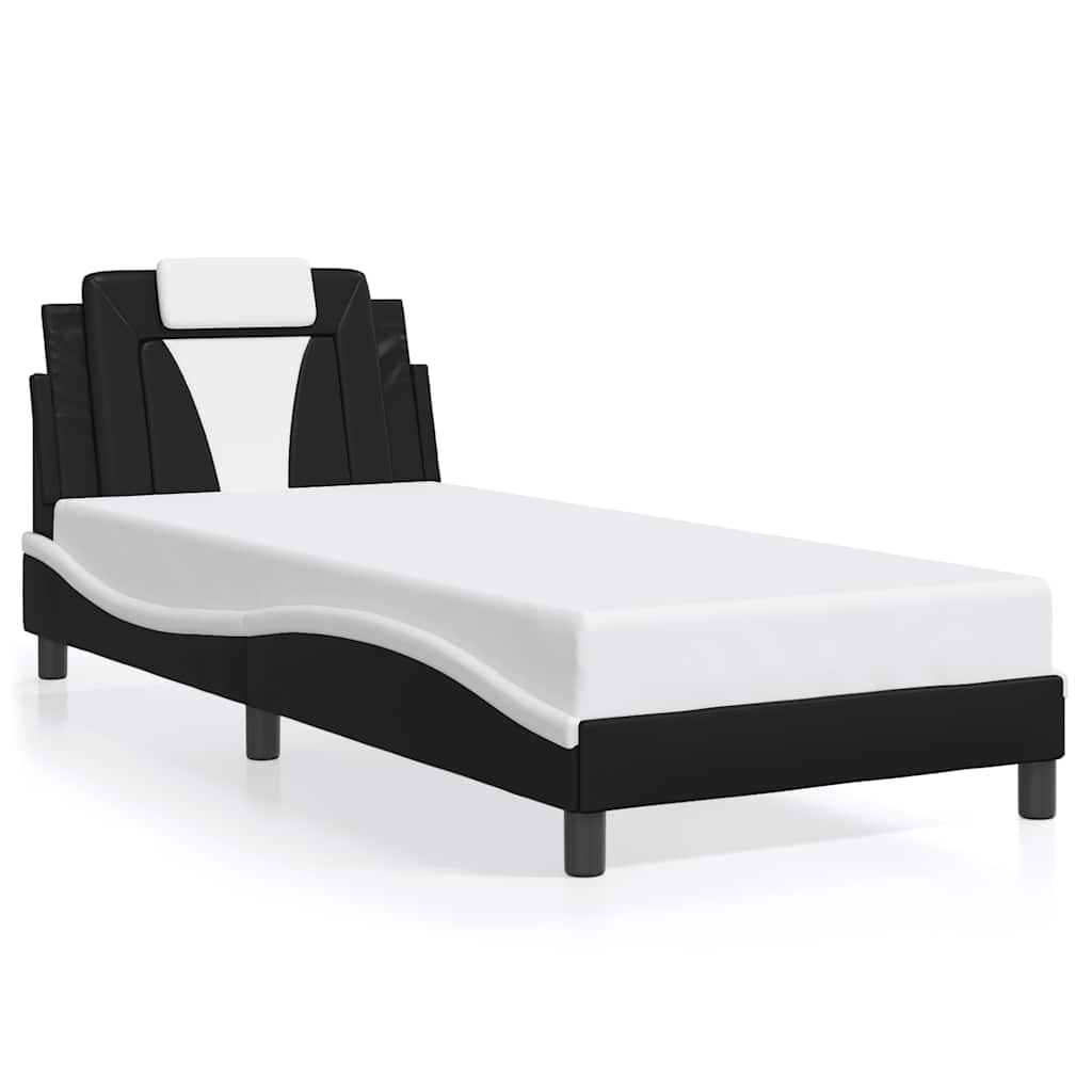 Giroletto Viana senza Materasso Nero e Bianco 90x190 cm in Similpelle