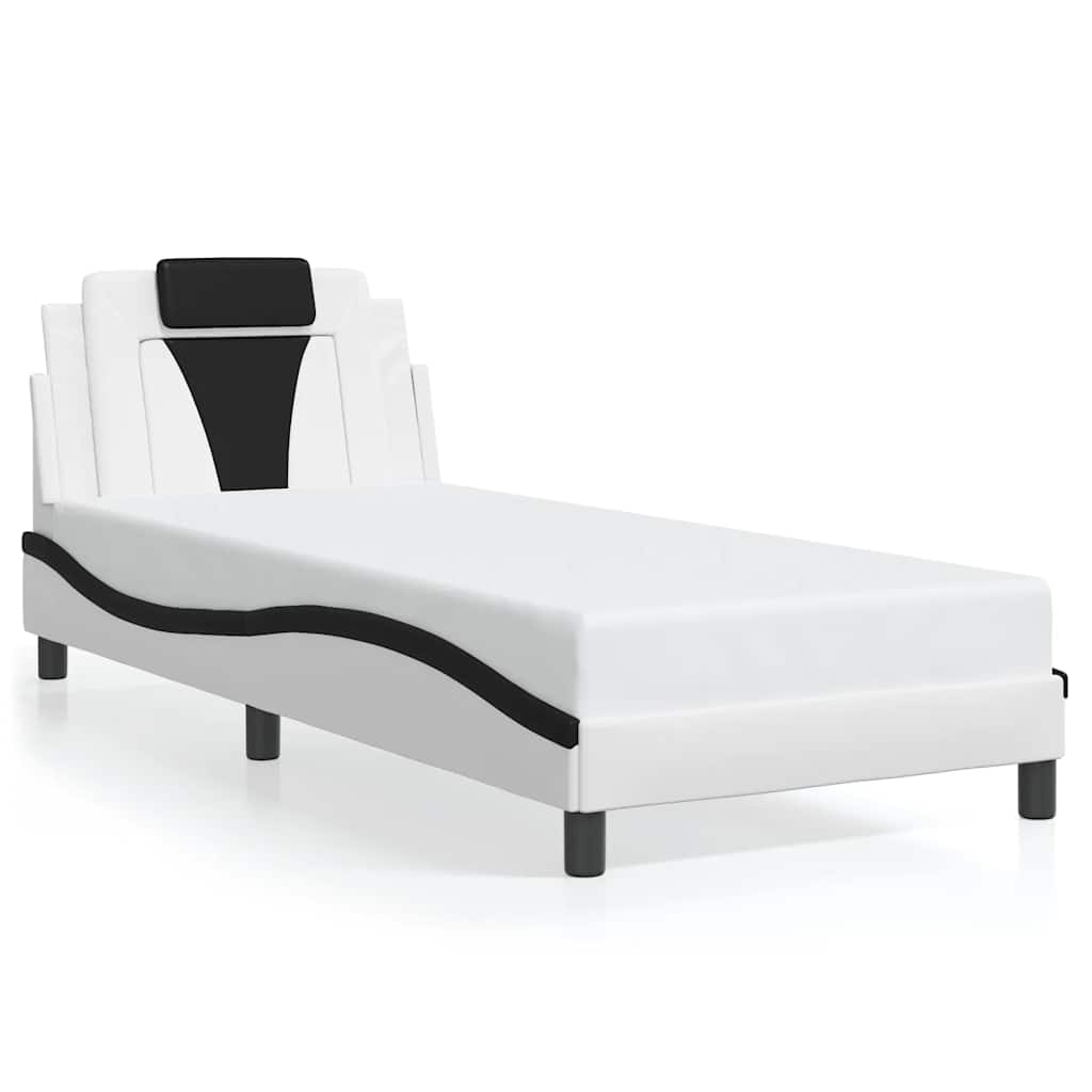 Giroletto Viana senza Materasso Nero e Bianco 90x190 cm in Similpelle