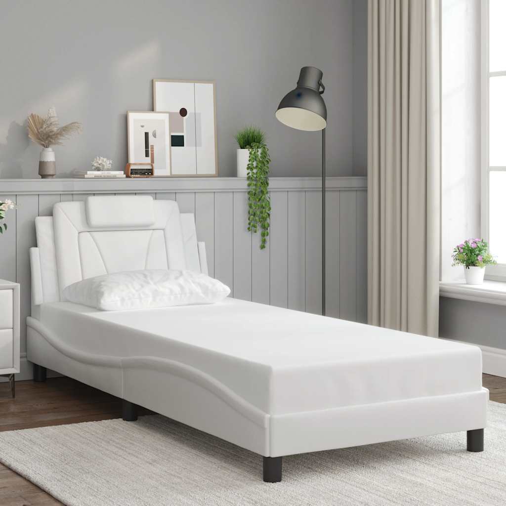 Giroletto Viana senza Materasso Bianco 90x200 cm in Similpelle