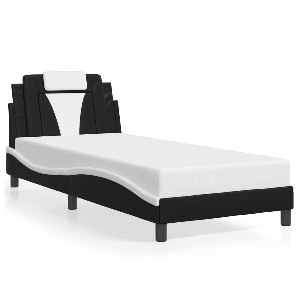 Giroletto con Testiera Nero e Bianco 90x200 cm in Similpelle