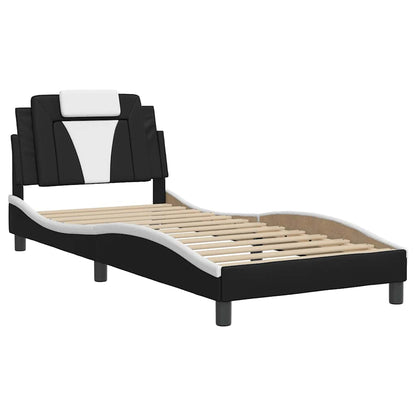 Giroletto Viana senza Materasso Nero e Bianco 90x200 cm in Similpelle