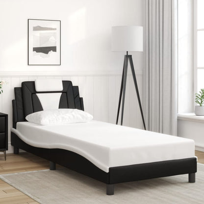 Giroletto con Testiera Nero e Bianco 90x200 cm in Similpelle