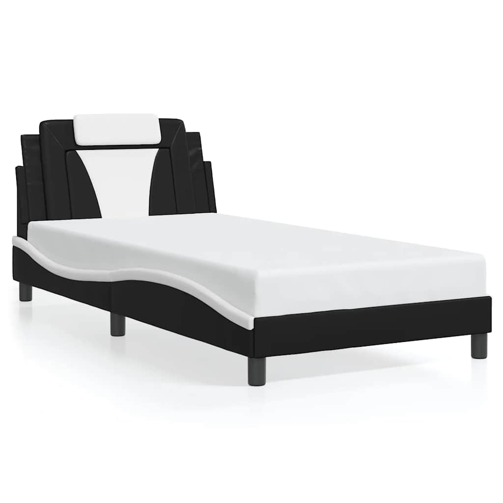 Giroletto Viana senza Materasso Nero e Bianco 100x200 cm in Similpelle
