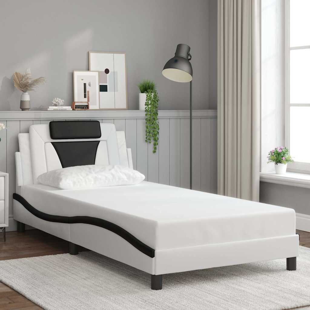 Giroletto Viana senza Materasso Nero e Bianco 100x200 cm in Similpelle