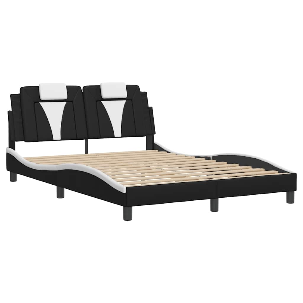 Giroletto Viana senza Materasso Nero e Bianco 140x190 cm in Similpelle