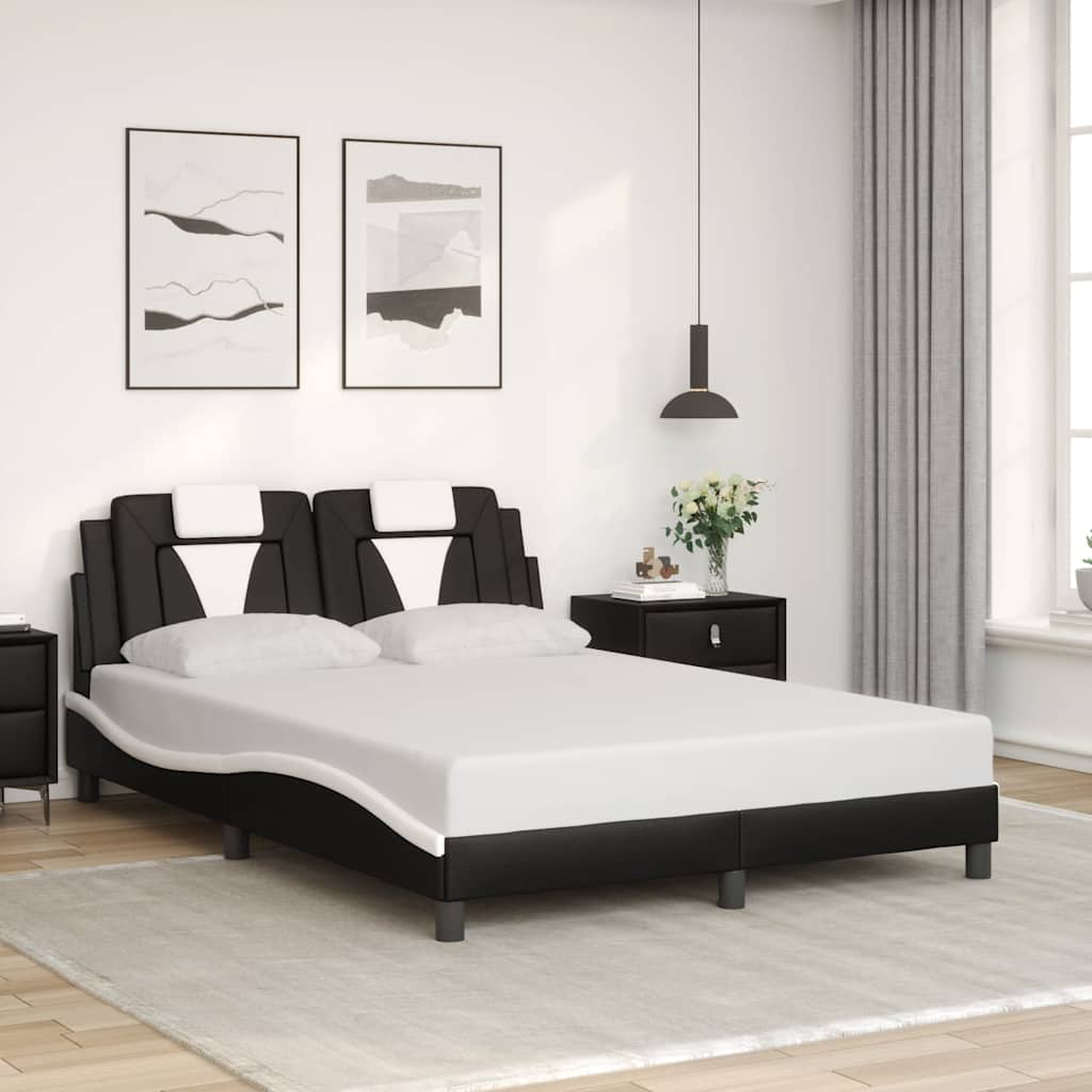 Giroletto Viana senza Materasso Nero e Bianco 140x190 cm in Similpelle