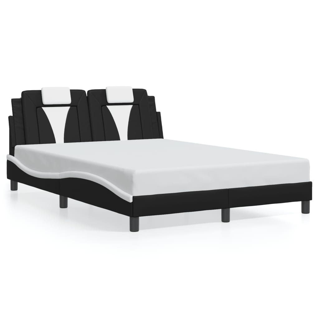 Giroletto con Testiera Nero e Bianco 140x200 cm in Similpelle