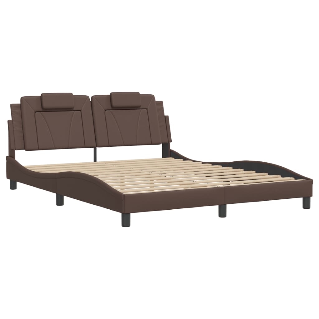 Giroletto con Testiera Marrone 160x200 cm in Similpelle