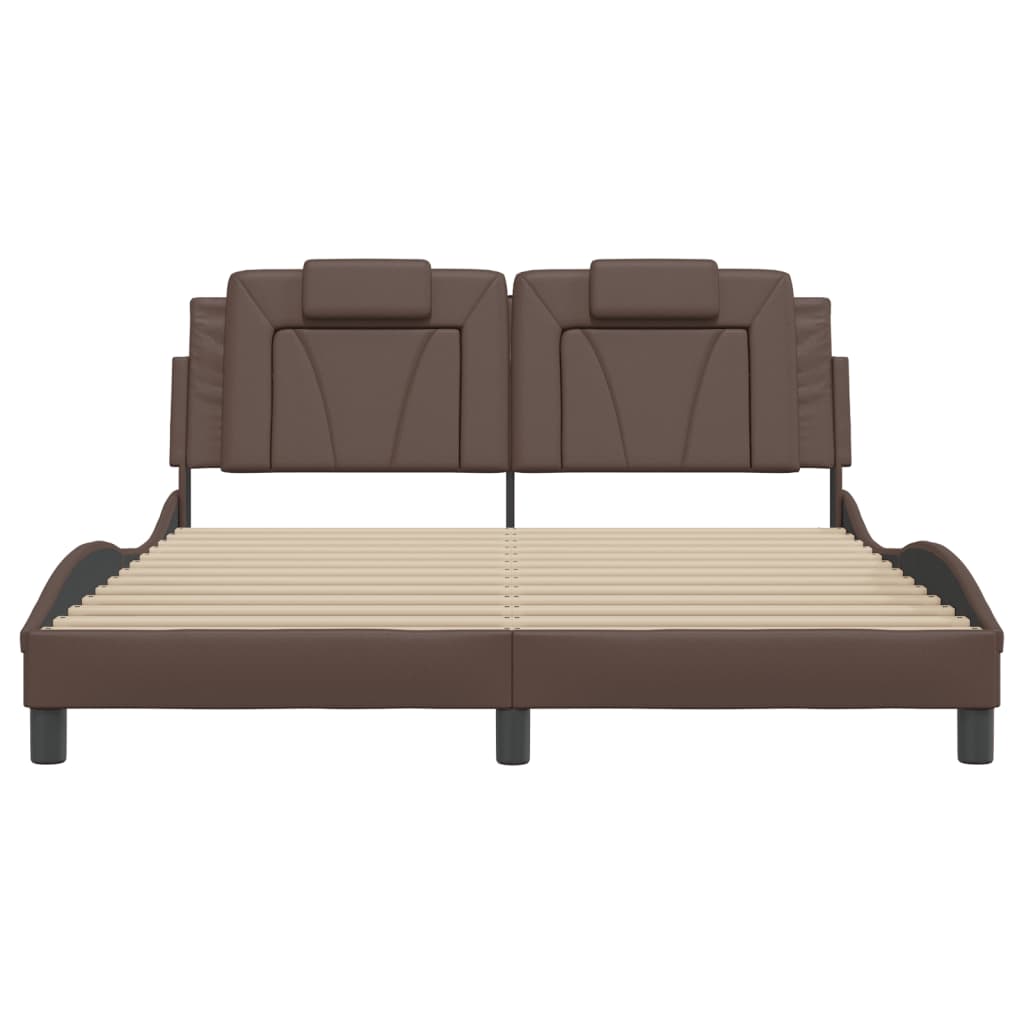 Giroletto con Testiera Marrone 160x200 cm in Similpelle