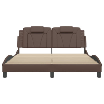 Giroletto con Testiera Marrone 160x200 cm in Similpelle