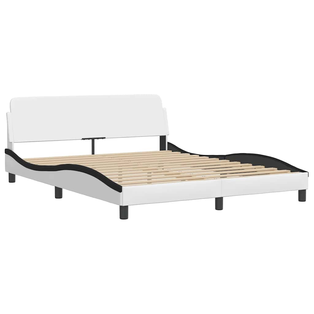 Giroletto Viana senza Materasso Nero e Bianco 160x200 cm in Similpelle