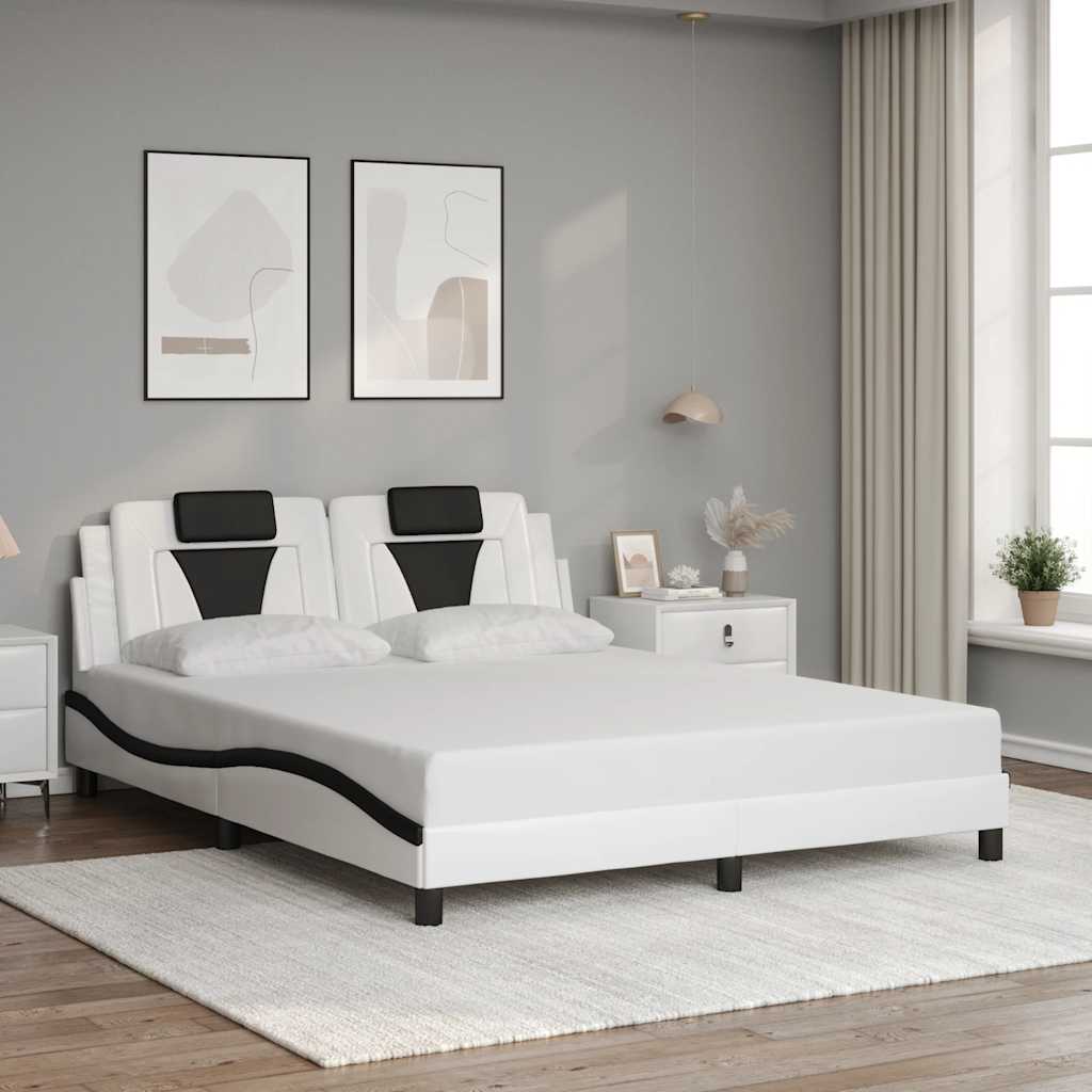 Giroletto Viana senza Materasso Nero e Bianco 160x200 cm in Similpelle