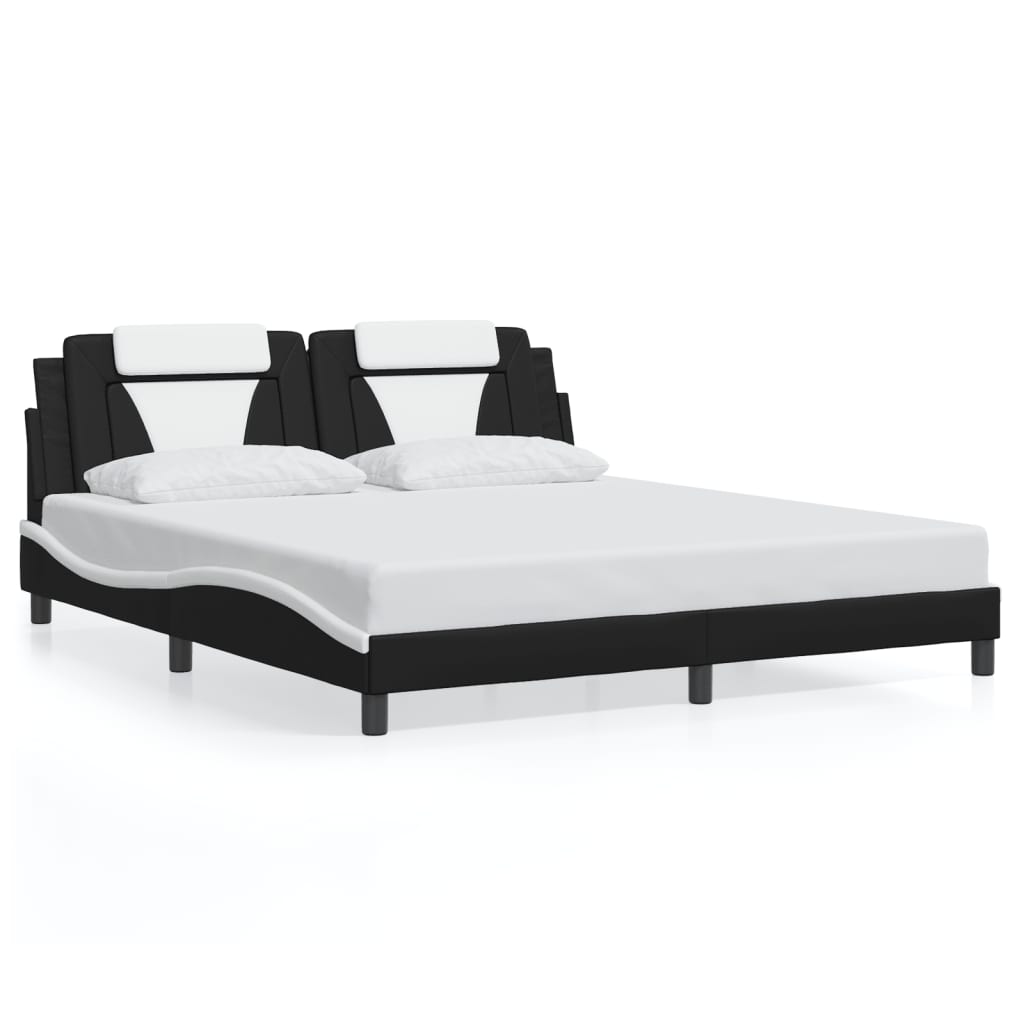 Giroletto con Testiera Nero e Bianco 180x200 cm in Similpelle