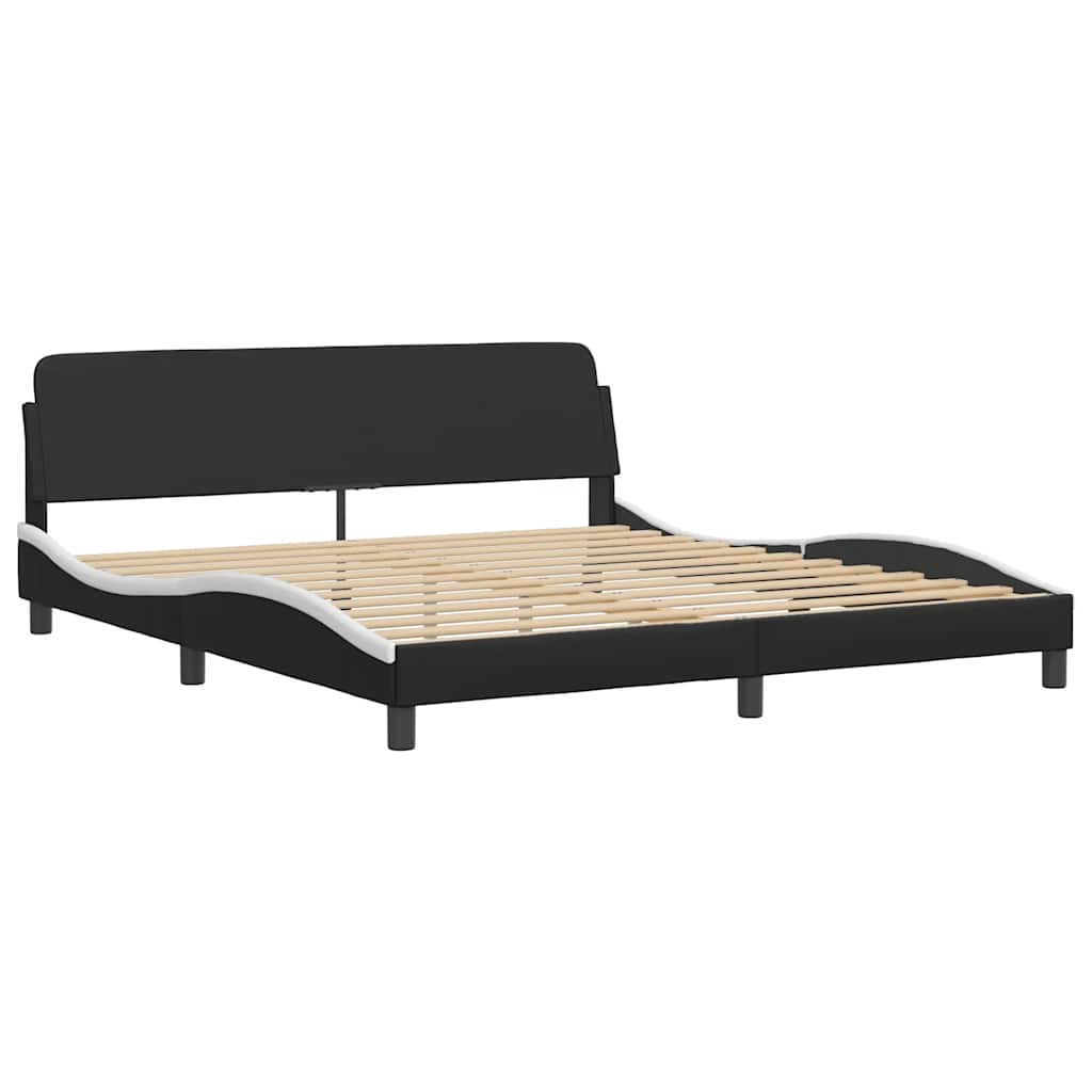 Giroletto Viana senza Materasso Nero e Bianco 180x200 cm in Similpelle
