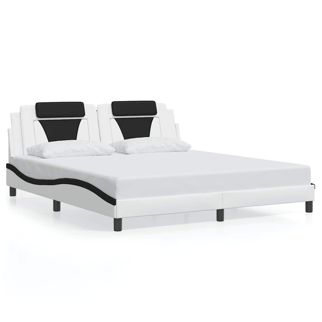 Giroletto Viana senza Materasso Bianco e Nero 180x200 cm in Similpelle
