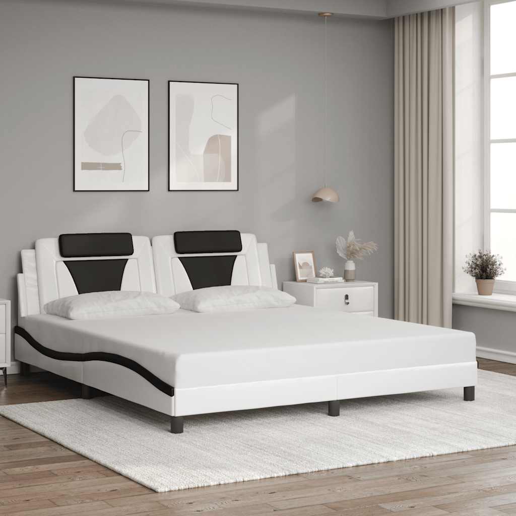 Giroletto Viana senza Materasso Bianco e Nero 180x200 cm in Similpelle