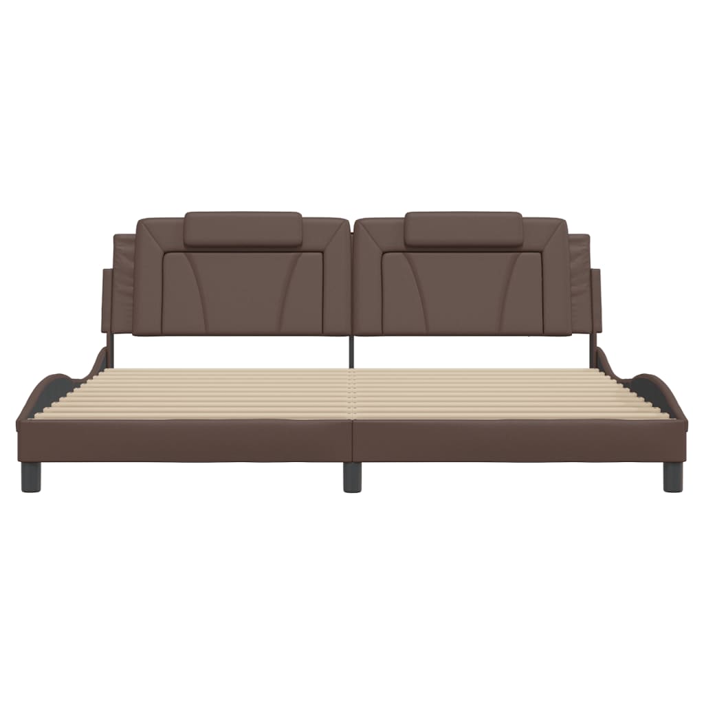Giroletto con Testiera Marrone 200x200 cm in Similpelle