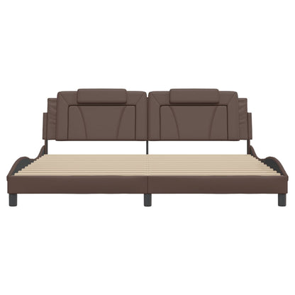 Giroletto con Testiera Marrone 200x200 cm in Similpelle