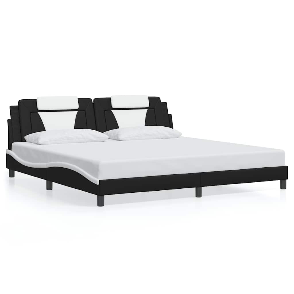 Giroletto Viana senza Materasso Bianco e Nero 200x200 cm in Similpelle