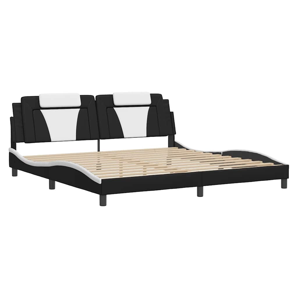 Giroletto Viana senza Materasso Bianco e Nero 200x200 cm in Similpelle
