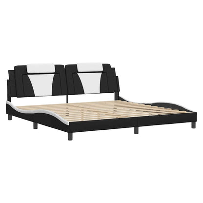 Giroletto Viana senza Materasso Bianco e Nero 200x200 cm in Similpelle