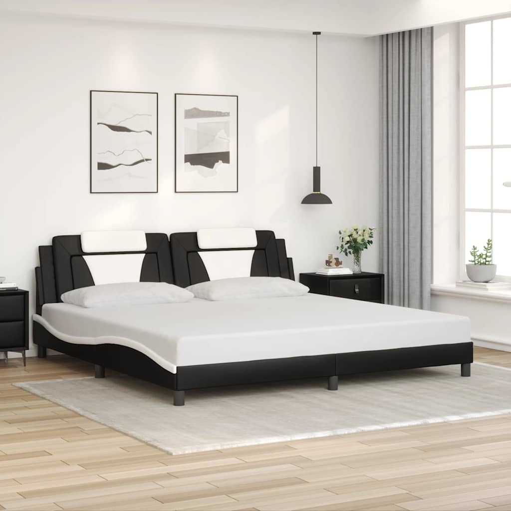 Giroletto Viana senza Materasso Bianco e Nero 200x200 cm in Similpelle
