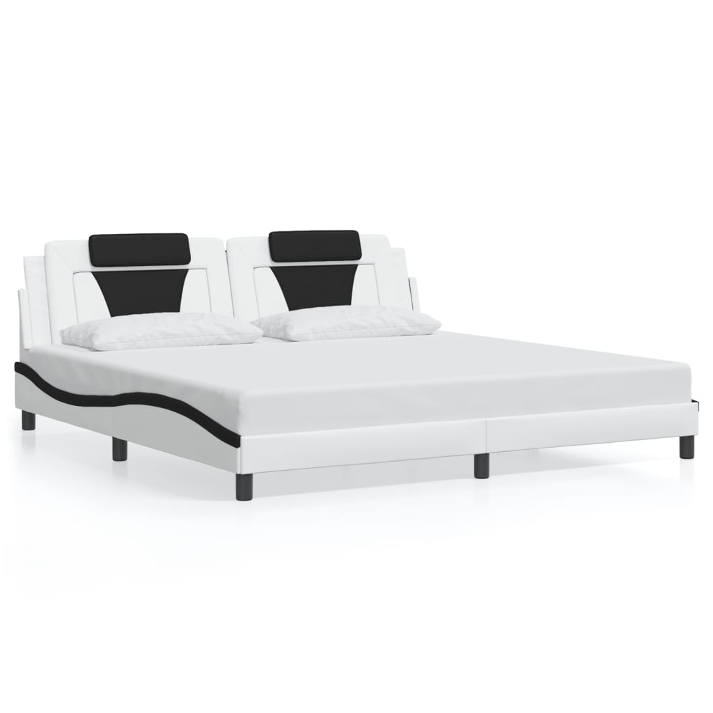 Giroletto con Testiera Bianco e Nero 200x200 cm in Similpelle