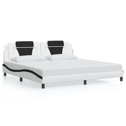 Giroletto con Testiera Bianco e Nero 200x200 cm in Similpelle