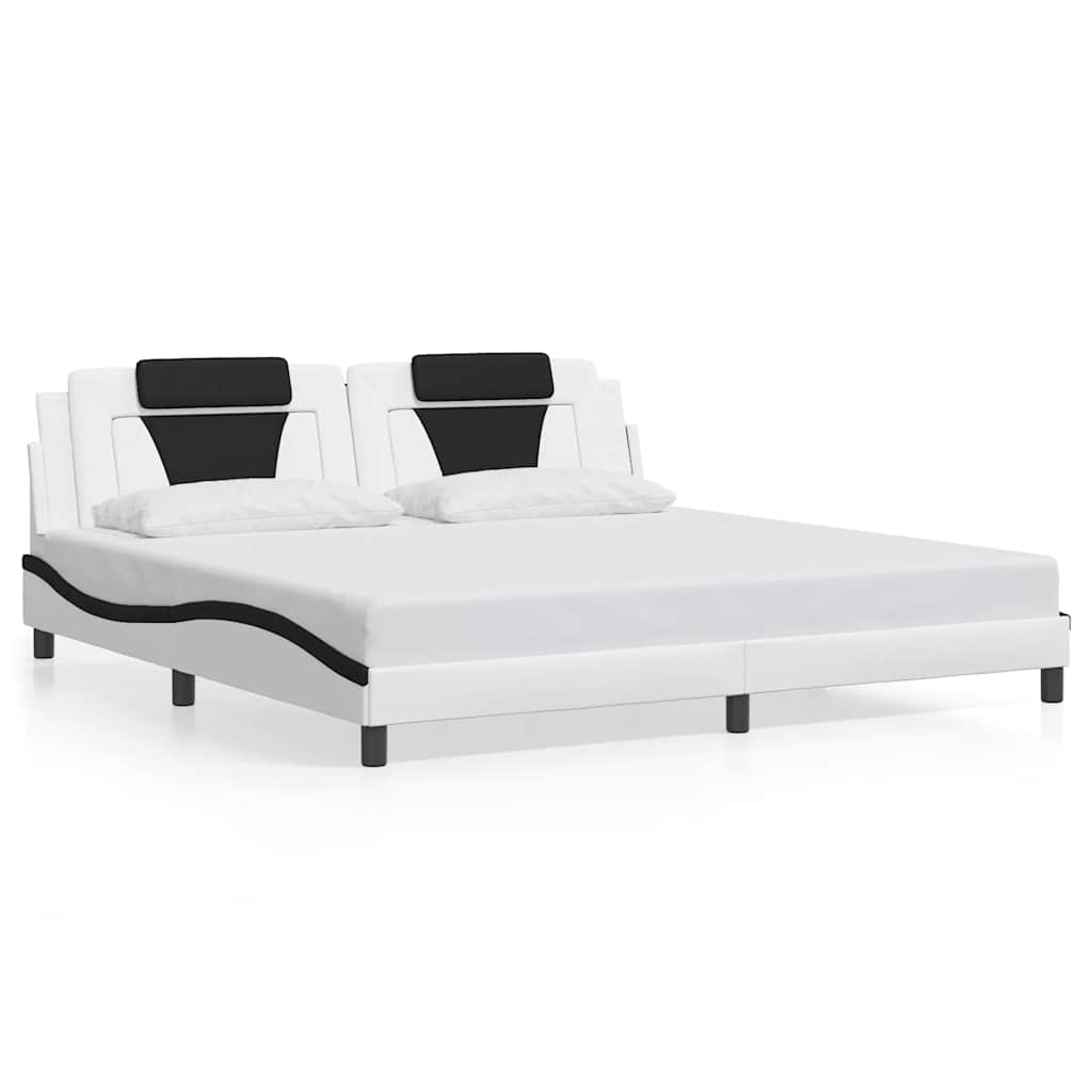 Giroletto Viana senza Materasso Bianco e Nero 200x200 cm in Similpelle