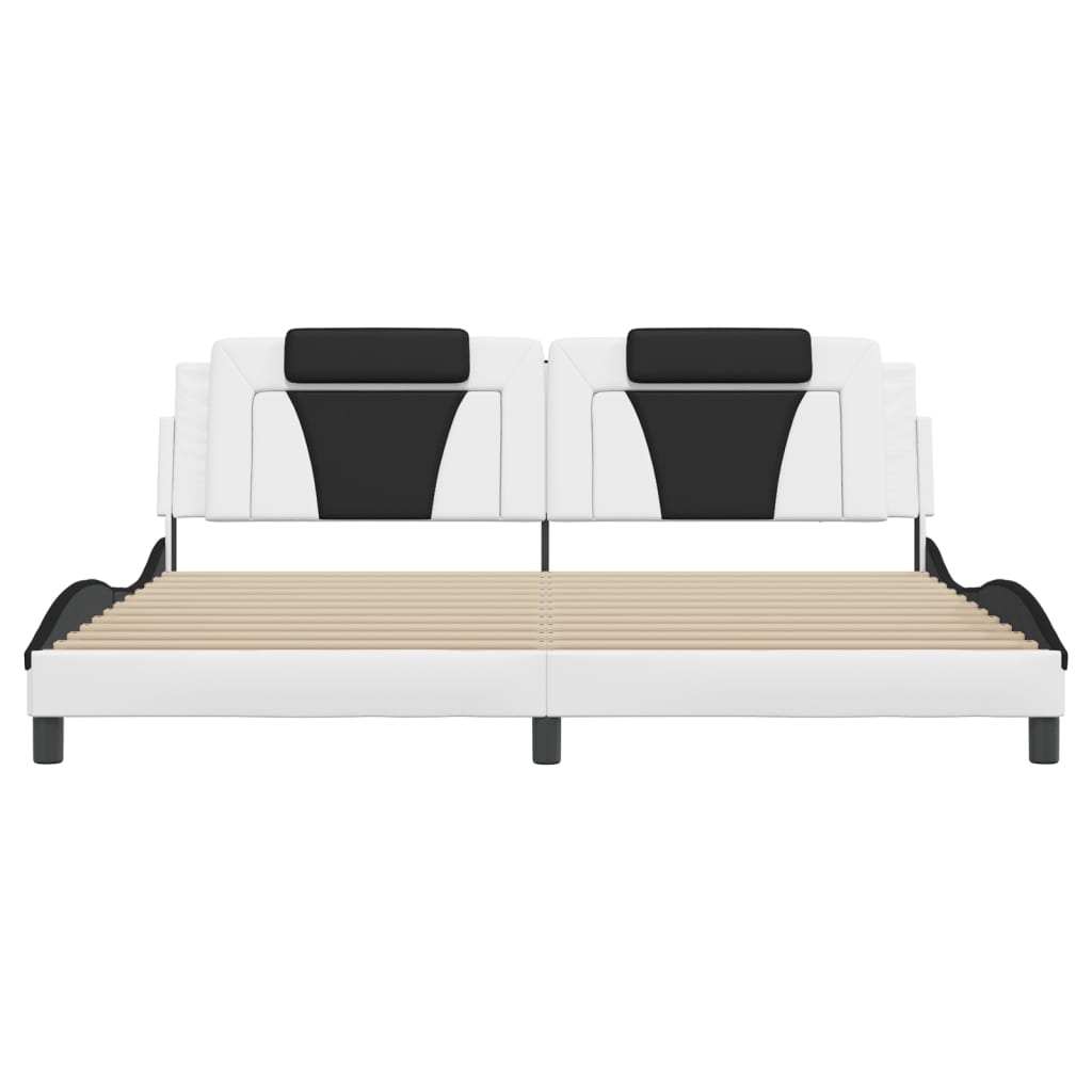 Giroletto con Testiera Bianco e Nero 200x200 cm in Similpelle