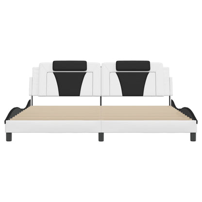 Giroletto con Testiera Bianco e Nero 200x200 cm in Similpelle