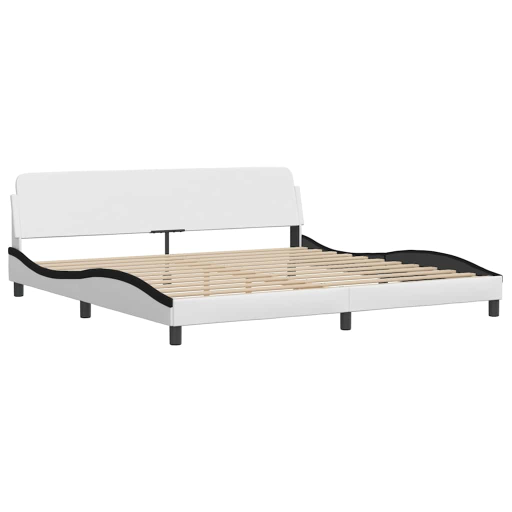 Giroletto Viana senza Materasso Bianco e Nero 200x200 cm in Similpelle
