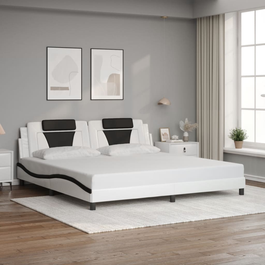 Giroletto con Testiera Bianco e Nero 200x200 cm in Similpelle