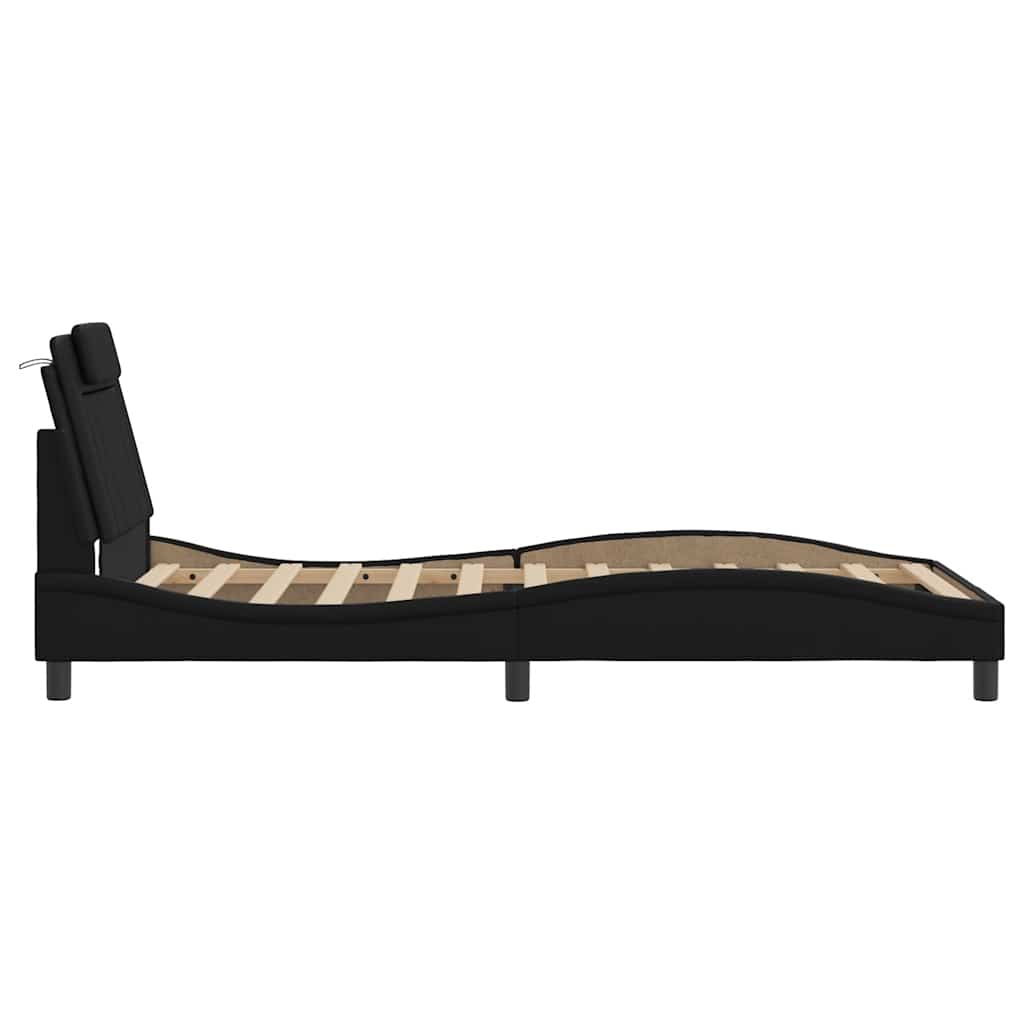 Giroletto Viana senza Materasso Nero 100x203 cm in Similpelle