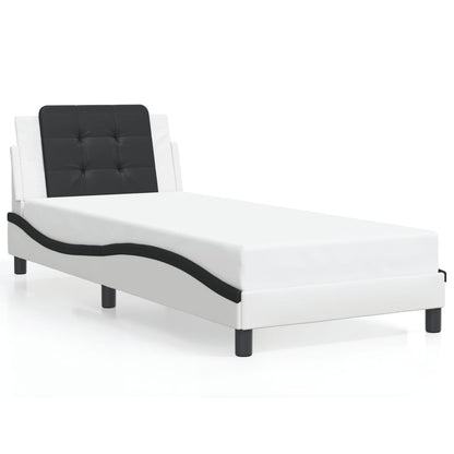 Giroletto con Testiera Bianco e Nero 80x200 cm in Similpelle