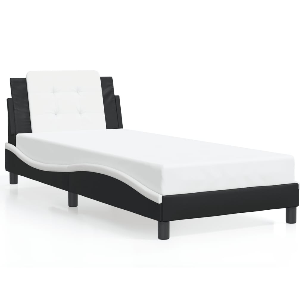 Giroletto con Testiera Nero e Bianco 90x190 cm in Similpelle