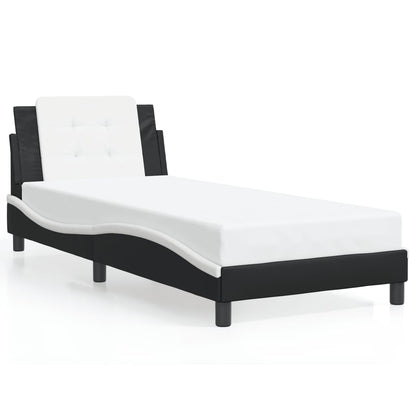 Giroletto con Testiera Nero e Bianco 90x190 cm in Similpelle