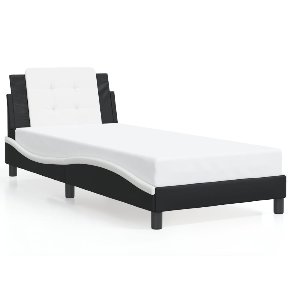 Giroletto con Testiera Nero e Bianco 90x200 cm in Similpelle
