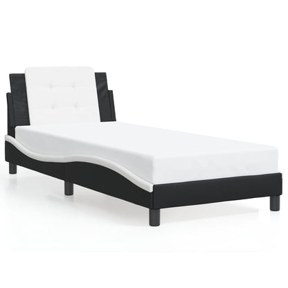 Giroletto con Testiera Nero e Bianco 90x200 cm in Similpelle