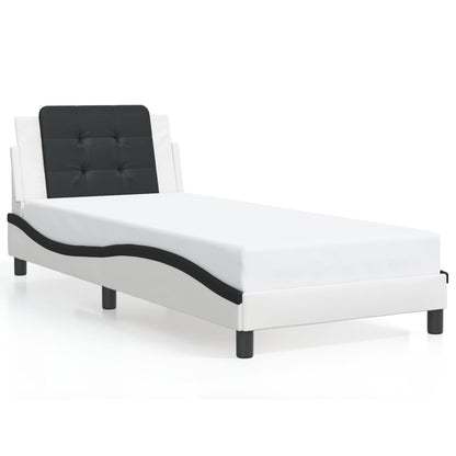 Giroletto con Testiera Bianco e Nero 90x200 cm in Similpelle