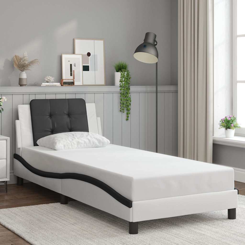 Giroletto senza Materasso Zadar Bianco e Nero 90x200 cm in Similpelle