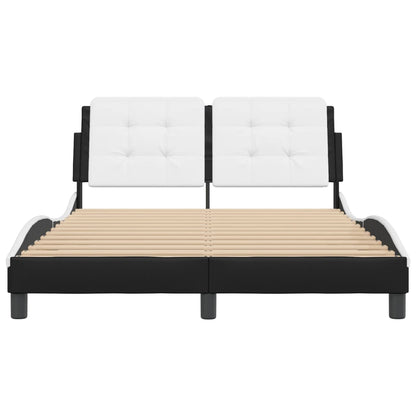 Giroletto con Testiera Nero e Bianco 140x190 cm in Similpelle